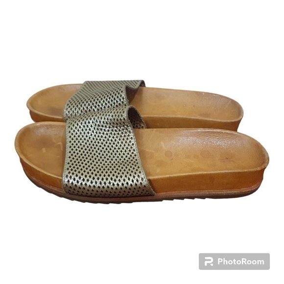 FRYE Lily Perforated Leather Slides Size 9 - Picture 4 of 7